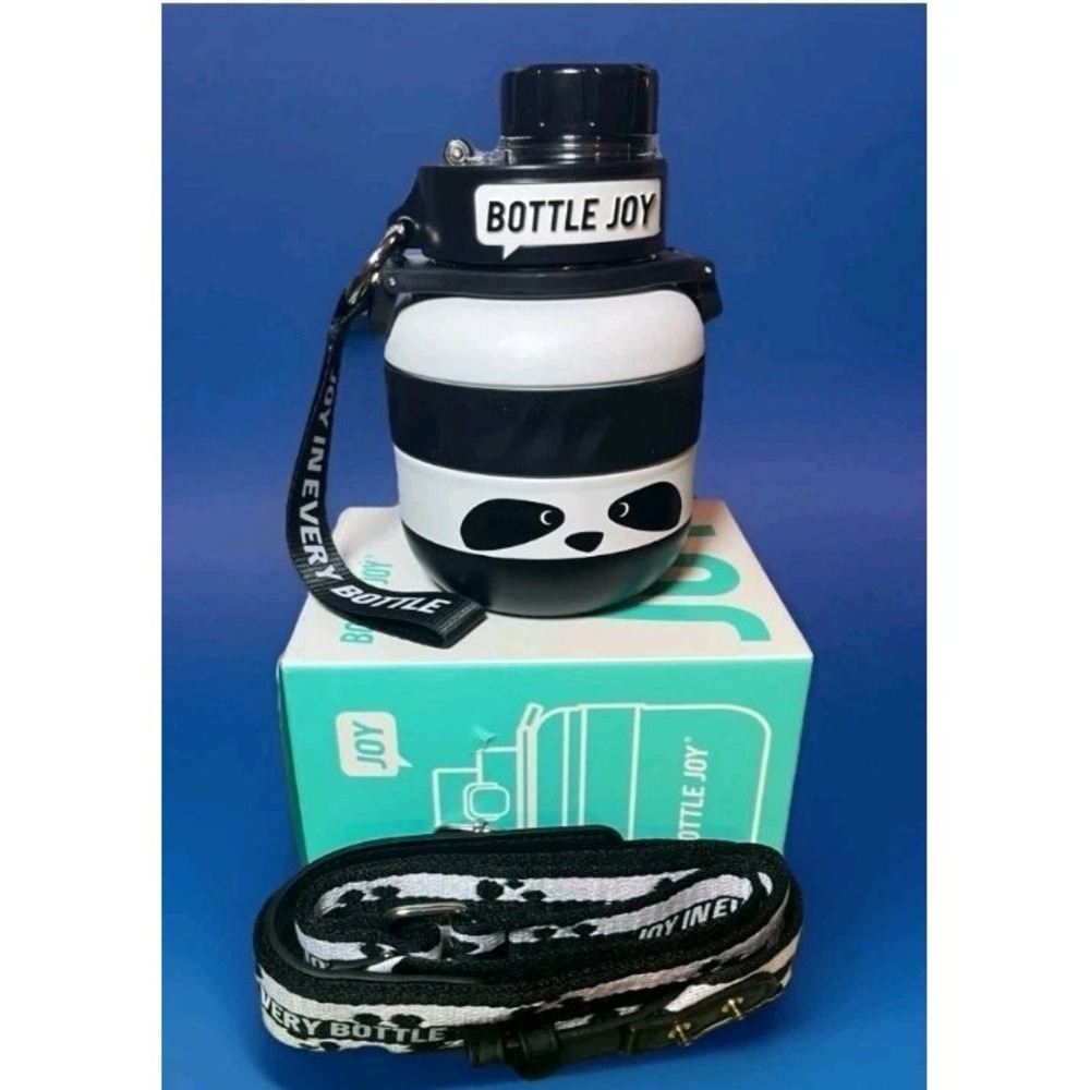 PANDA Bottle Joy Stainless Steel Water Bottle 16.9oz Panda Design  W/Carry Strap